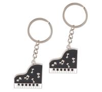 2pcs Piano Keychain with Dual Rings, Zinc Alloy, Piano Shaped Charm