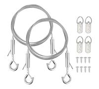 2Pcs Picture Hanging Wires with Hooks, 2m Mirror Hanging Wire, Heavy Duty Stainless Steel Wire Rope for Potted Plants, Chandelier, Photo Frame Hold Up to 66lbs(30kg)