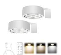 2PCS Picture Lights for Wall, LED Indoor Wall Lamp, Magnetic Rechargeable Wireless Led Wall Lights with Remote Control, 3 Color Temperatures, for Living Room Bedroom Hallway (White)