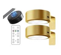 2PCS Picture Lights for Wall, Magnetic LED Rechargeable Wireless Art Picture Frame Lights, Magnetic Led Painting Light with Remote Control & 3 Color Temps, Wall Light for Paintings (Gold, Charge)