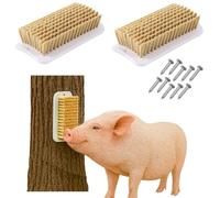 2Pcs Pig Enrichment Toy, 2-in-1 Self-Grooming and Scratch Brush for Mini Pigs, Encourages Natural Behavior, Reduces Stress, Easy Install for Pens, Barns, or Yards