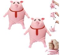 2Pcs Pig Squeeze Toy, Piggy Stress Toys, Squishy Pig Stress Squeeze Toy Anti-anxietys Funny Pink Pig, Stretchy Pig Stress Toy, Pig Fidget Toy, Pig Sensory Toys, Stretch Pig Toy For Kids And Adults