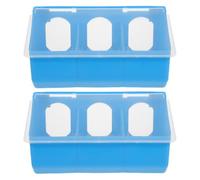 2pcs Pigeon Feeder and Three Compartments Blue Plastic with Secure Lid | Two Pack Hanging Design, for Pigeons and Quail in Backyard Breeding Cages