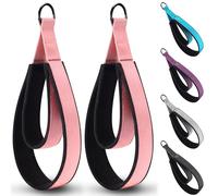 2PCS Pilates Double Loop Strap for Reformer Fitness D-Ring Straps Handle, Yoga Pilates Equipmen D-Ring Exercise Strap for Gym Workout Home(Pink)