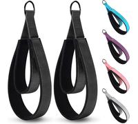 2PCS Pilates Double Loop with D-Ring, Comfortable Thickened Fitness Belt, Wear Resistant Black Home Gym Yoga Workout Accessories