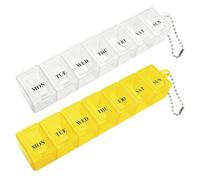 2Pcs Pill Box, Portable Pill Organiser Travel Tablet Box 7 Days Tablet Organiser with Compartments for Medication, Supplements, Vitamins, and Cod Liver Oil(Yellow and White)