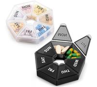 2PCS Pill Boxes 7 Day 1 Times A Day, Weekly Pill Box 7 Days & Tablet Boxes 7 Days, Travel Organizer for Medications Vitamins