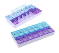 2Pcs Pill Boxes 7 Day 2 Times A Day, Pill Organiser 7 Day 2 Times, Pill Dispenser 7 Day 2 Times Medicine Organizer Travel Pill Container 14 Compartments Pill Dispenser for Vitamins