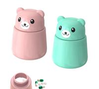 2Pcs Pill Crusher for Tablets Pink Green Pill Grinder for Tablets Cute Bear Pill Crusher Portable Tablet Cutter for Pills Practical Tablet Crusher Pill Cutter Grinder for Baby Kids Elders Pets