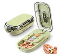 2Pcs Pill Cutter, New 3-in-1 Pill Cutters Splitter for Small & Tiny & Large Pills with Storage Compartments, 1/2 1/3 1/4 Tablet Cutter,Portable Cutting & Storage Tablet Dispenser for Travel Home,Green