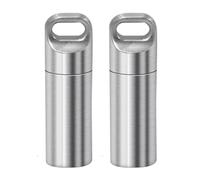 2PCS Pill Holder, Portable Pill Cases, Waterproof Daily Pill Container Holder, Portable Organizer Medicine Dispenser for Outdoor Camping Traveling (Silver, 3.9 * 1.15cm)