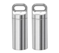 2PCS Pill Holder, Portable Pill Cases, Waterproof Daily Pill Container Holder, Portable Organizer Medicine Dispenser for Outdoor Camping Traveling (Silver, 4.85 * 1.55cm)