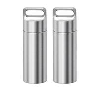 2PCS Pill Holder, Portable Pill Cases, Waterproof Daily Pill Container Holder, Portable Organizer Medicine Dispenser for Outdoor Camping Traveling (Silver, 6.5 * 1.95cm)