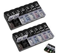 2Pcs Pill Organiser Set, Weekly Pill Box and Tablet Organiser with Clear Lids, Practical Pill Boxes 7 Day 2 Times a Day for AM PM Medication at Home or Travel