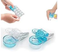 2PCS Pill Popper for Blister Packs Ejectors, Transparent + Blue Pill Dispenser, Portable Blister Pack Opener, Suitable for The Elderly and Those with Weak Hand Strength to Take Medicine