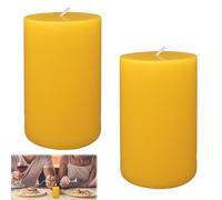 2PCS Pillar Beeswax Candles, Large Beeswax Candles UK, Column Tealights with Cotton Wick, Bees Wax Candle UK for Relaxation, Handmade, Non-Toxic, Eco-Friendly, Allergen Safe