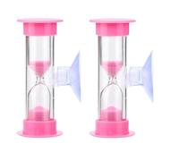 2Pcs Pink 2 Minute Plastic Sand Timer Hourglass Sand Clock with Suction Cup Time Funnel Shower Timer Tooth Brushing Time Reminder Timers Thermometers Kitchen and Dining