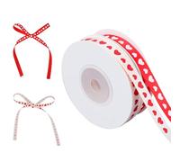2pcs Pink and Red Heart Ribbons, 10 Yards Cute Printed Polyester Ribbons for Craft Flower Bouquet Candy Decoration Valentines Gift Wrapping Bow Tie for Home Decoration