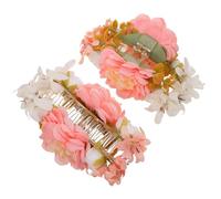2pcs Pink Artificial Flower Hair Claw Clip for Bridesmaid Thick Hair | Fabric Resin Plastic Floral Design, Quick Styling and Reliable Hold, for Teen, Bridal Shower