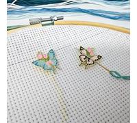 2pcs Pink Blue Butterfly-Themed Needle Minder Magnet，Magnetic Needle Minders for Cross Stitch and Embroidery - Keep Your Needles Secure