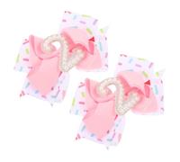 2pcs Pink Bow Hair Clips with Birthday Number and Pearl Accents