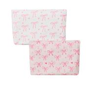 2PCS Pink Bow Makeup Bag for Women Girls, Pink Lovely Heart and Bow Preppy Make up Pouch with Zipper, Stylish and Cute Coquette Makeup Bags,Travel Toiletry Bag Gifts for Women Teens Girls (Corduroy)
