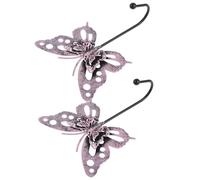 2pcs Pink Butterfly Metal Wall Hook Vintage Shabby Chic Coat | Brushed Iron Finish, Strong Load-bearing Design, Bathroom Storage and Hallway Use, for Coats and Aprons