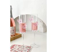 2Pcs Pink Butterfly Wine Glasses, 3D Butterfly Champagne Cups Drinking Glasses Fashioned Wine Cocktails Glassware Romantic Champagne Glasses for Weddings Engagements Party Gifts (Smooth Style)