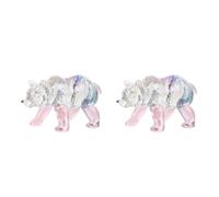 2pcs Pink Crystal Bear Figurine Ornament, Animal Sculpture Paperweight | Whimsical Design with Sparkling Light Refractions, Playful Arctic Styling for Envelopes, Papers, Bedside Tables