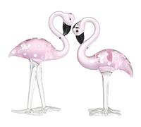2pcs Pink Flamingo Garden Statue Crystal Small Flamingo Ornaments for Summer Tropical Coastal Decor Outdoor Patio Lawn Decorations
