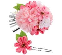 2pcs Pink Floral Hair Pins Two Piece Set for Wedding Beach Wear | Cloth and Metal Build, Lightweight Secure Fit, Elegant Simple Style, Charming Holiday Headwear