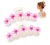 2Pcs Pink Flower Hair Clips for Thick Hair,Cherry Blossom Floral Claw Clips | Cherry Claw Clip for Women & Girls, Cute Sakura Resin Jaw Clips Non-Slip Hair Accessories Set for Summer Holiday Party Daily