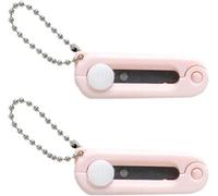 2Pcs Pink Folding Safe Portable Travel Scissors, Foldable Telescopic Cutter, Pocket Mini Scissor with Keychain for Cutting, Scrapbooking, Crafting, Sewing Craft Cutting Tools