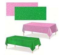 2PCS Pink Green Holographic Tablecloth,Glitter Pink Purple Table Cloth, Iridescent Party Tablecloth, Metallic Shimmer Table Covers for Party Decorations,Wicked Birthday Decorations,Weddings 100X270cm