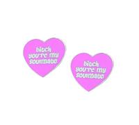 2Pcs Pink Heart Brooch Set for Women Girls "You Are My Soulmate" Lines Bff Best Friend Badge Pin Funny Enamel Lapel Pins Matching Friendship Couples Brooches Birthday Jewelry Gifts for Sister Daughter