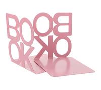 2pcs Pink Letter Shaped Metal Bookends for Books, Desk Storage
