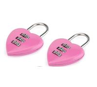 2Pcs Pink Love Heart Shape Combination Padlock for Girls Women, Mini 3-Digit Password Resettable Code Locker Lock for School Pink Combination Locks Padlocks and Hasps