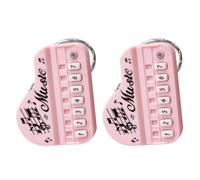 2pcs Pink Mini Piano Keyboard Keychain with Hanging Ring Buckle | Plastic Construction, Lightweight Portable Charm, Stylish Novelty Accessory for Luggage, Purses, School Bags, Gifts