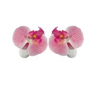 2Pcs Pink Orchid Flower Hair Clip, Flower Hair Clip Cute Orchid Side Barrettes Elegant Suitable for Wavy, Curly, Straight Hair, Sweet Clips and Barrettes, Hair Accessories