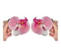 2Pcs Pink Orchid Flower Hair Clip,Sweet Hair Clip Clips for Women and Girl,Cute Pink Orchid Side Barrettes Elegant Suitable for Wavy, Curly, Straight Hair, Barrettes Hair Accessories