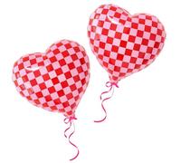 2Pcs Pink Plaid Heart Foil Balloons Set for Girls' Birthdays, Kids' Parties, Women's & Love-Themed Events