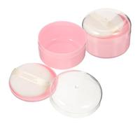 2pcs Pink Powder Puff Box with Puff for Body Powder and Talcum | Portable Synthetic Sponge and Plastic Design, Protects Puff from Smudges, Home Beach Summer Use
