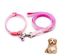2Pcs Pink Puppy Collar, Pink Collar and Lead Set, Adjustable Dog Collar Small Dog, 1.0CM Width, 19-32CM Adjustable, 1.2M Lead, Ideal for Daily Walks, Training, and Travel.