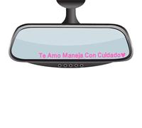 2Pcs Pink Rearview Mirror Stickers in Spanish, Rearview Mirror Accessories Supplies, Car Stickers Clear Font Not Easy to Fall off Suitable for Any Car Model
