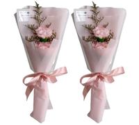 2pcs Pink Rose Soap Flower Bouquet Eternal Flower Soap | Graduation Time, Back to School, Valentine's Day Gift, Wedding Home Decoration