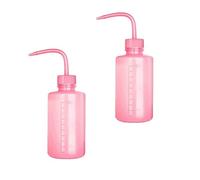 2Pcs Pink Safety Wash Bottle Tattoo Wash Bottles with Scale Labels Plastic Lab Squeeze Bottle,No Spill Bend Mouth Watering Cans Scale Labels Safety Wash Bottle Plastic Squeeze Bottles for Lab