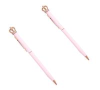 2Pcs Pink Shiny Metal Crown Ballpoint Pen Cute Crystal Crown Ball Pens School Stationery Office Supplies Women Kids Girls Gift Pens and Refills