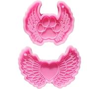 2Pcs Pink Silicone Molds for Epoxy Resin DIY Love Angel Wing Keychain Silicone Epoxy Mold DIY Keychain Pendant Jewelry Crafting Resin Casting Molds Jewelry Casting Supplies