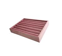 2pcs Pink Velvet Jewelry Display Tray - Elegant Ring & Earring Organizer With Wood Base For Jewelry(Big)