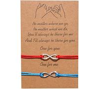 2Pcs Pinky promise Bracelets Adjustable Distance Matching Bracelets for Best Friends Couple Women Men Family Sisters Friendship Bracelets Birthday Gift